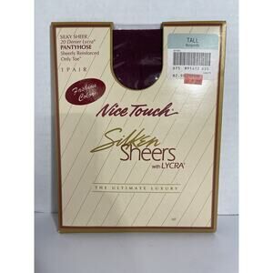 Vintage Sears Nice Touch Silken Sheers Hosiery Pantyhose Size Tall Burgundy Red